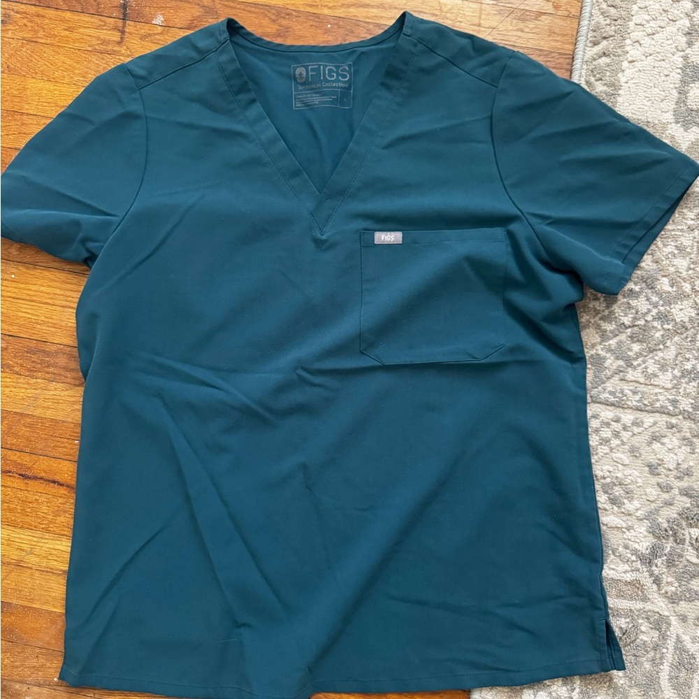 Figs Catarina Scrub Top - Caribbean blue
